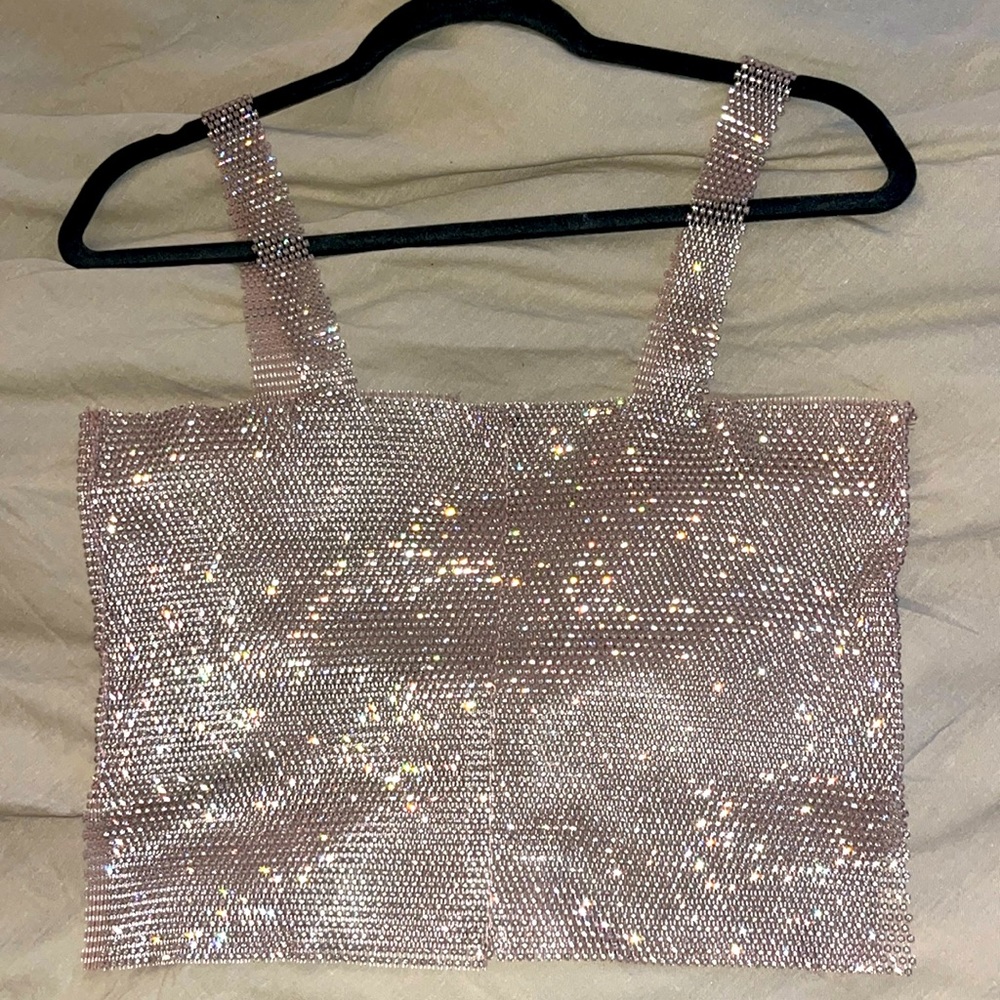 Rhinestone see through party top